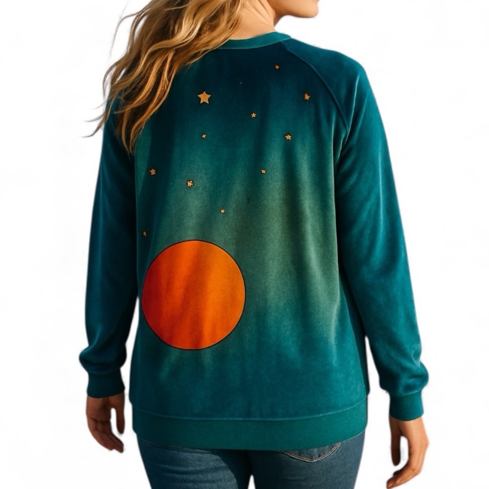 AVIATOR NATION — CELESTIAL SUN GALAXY VELOUR CREW NWT (oversized) - Picture 2 of 10